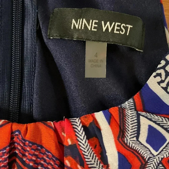 Nine West Womens Sleeveless Printed Drawstring Gathered Neck Maxi‎ Dress Sz. 4 - Picture 7 of 8